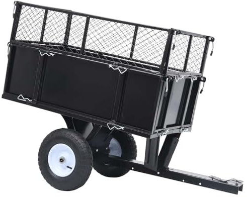 LLEZKBR Maison et jardin, pelouse et jardin, accessoires de jardinage - Remorque basculante pour tondeuse à gazon - Charge de 150 kg