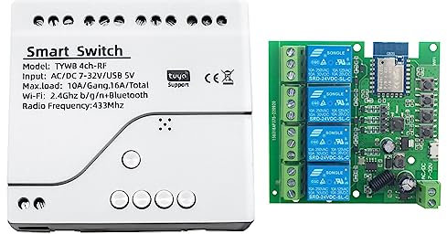 Surluoen Tuya Smart Switch WiFi Switch DIY 7-32V 4CH MóDulo de AutomatizacióN del Hogar