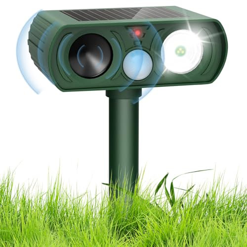 Ultrasonic Cat Repellent for Gardens UK,Cat Scarers for Gardens, fox deterrents, Solar Powered & IPX5 Waterproof, with PIR Motion Sensor, Effective Against Cats (Forest Green)
