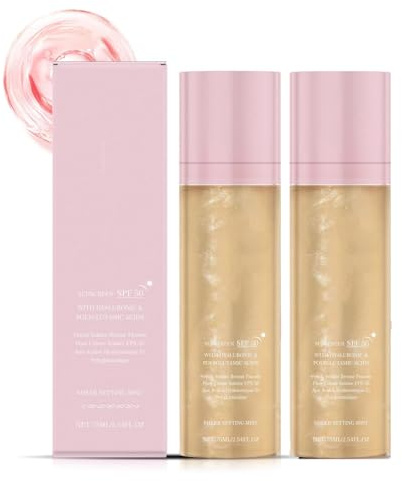 Brume solaire fixatrice transparente SPF 50,huile corporelle scintillante à large spectre,ixatrice de maquillage hydratante et protectrice,et à absorption rapide pour le visage et le corps (2)