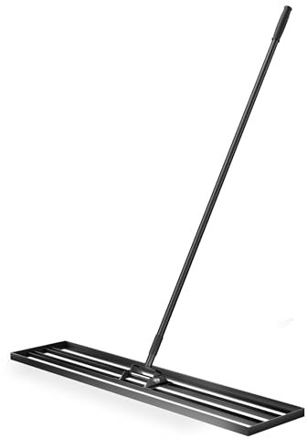 Râteau de nivellement de pelouse – Lute de niveau en aluminium avec poignée en acier de 2 m pour poncer le sol, l'herbe et niveler les surfaces sales