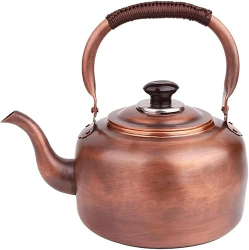 3L Retro Teekessel,Wasserkocher,Wasserkessel Induktion Flötenkessel Vintage Kupfer Teekessel,Pfeifender Teekessel Heavy Gauge Dicker Kupferkessel Geeignet Für Induktionsherd Gasherd of