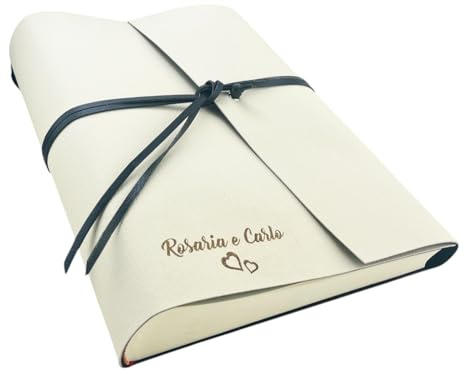 TriVin Art Album Fotografico Artigianale Made in Italy, in Similpelle bicolore, personalizzabile con 3 righe + simbolo,classico con velina Compleanno Regalo Wedding Eventi Anniversario Nozze Ricordi