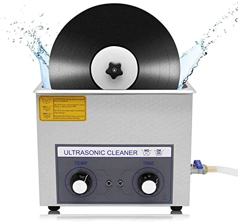 FLNOZAMZ 6L Vinyl Record Ultrasonic Cleaner, 200W Heated 0-30 Minutes Timer Automatic Rotary for 7inch/12inch Record without Damaging