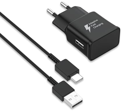 Cargador rápido USB Samsung, para Samsung Galaxy A12 A13 A14 M13 M12 A22 A51 A52 A53 A54 5G A23 A33 A34 A05S, S20 S10 S10+ S9 S8 Note 10 9 8, Cargador rápido Original + Cable Type-C de 2 m (Negro)