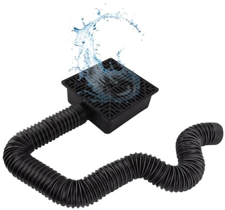 equlup Catch Basin Downspout Extension, 2.5-8ft No Digging Catch Basin Gutters Low Profile Downspout Extender Dual Drain Hole Rainwater Diverter