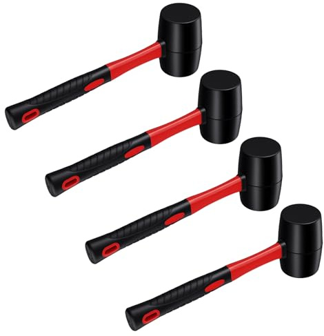 LEXININ Rubber Mallet, 24oz, 335 x 105 x 64mm, 4-Piece Set for DIY, Camping, Woodworking