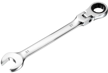 sourcing map Chiave combinata a cricchetto con testa flessibile, 21 mm, 72 denti, metrica, standard e chiave a doppia estremità in acciaio CR-V con estremità aperta, per elementi di fissaggio, dadi e