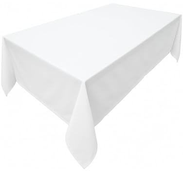Hochwertige Tischdecke aus Minimate Gewebe. Modern, glatt, breiter Saum, bügelfrei, strapazierfähig, waschbar, trocknergeeignet. Küche und Wohnzimmer. Größe und Farbe wählbar. (Weiß, 120 x 200)