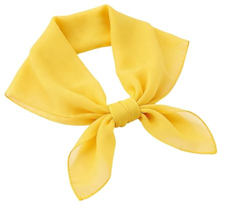 jerbro Seidentuch Damen Chiffon Halstuch Einfarbig Bandana Kopftuch Geschenk für Frauen Mädchen Halloween Karneval Kostüm Zubehör (Gelb, 65 * 65cm)