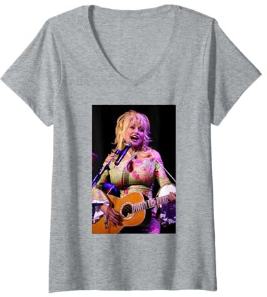 Femme Dolly Parton Live 9 to 5 Singer Glasgow 2002 T-Shirt avec Col en V