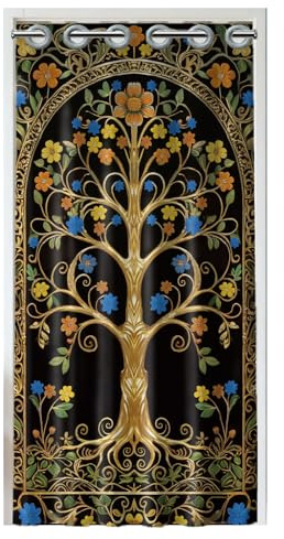 CONCHLERY Türvorhang im Retro-Stil für Türöffnungen Türvorhang Baum des Lebens Raumteiler-Vorhänge mit Kunststoffringen Faltvorhänge für Schränke, Schlafzimmer, Wohnzimmer und Türöffnungen, 200×100cm