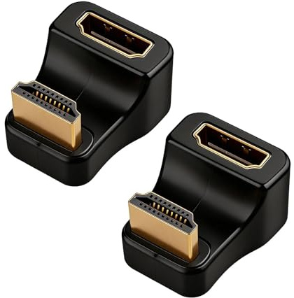 2pcs Connettori Angolari HDMI 2.1,Adattatore Mini HDMI UHD 2.1 8K@60Hz a Forma di U,Adattatore Angolare da 180° Maschio Femmina HDMI per TV HD,Laptop,Monitor e Proiettori (1 Avanti e 1 indietro)