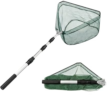 Épuisette de télescopique Extensible, Épuisette de Pliable 130 cm Accessoire de pêche pour étang, ruisseaux, Lacs, pêche en Bateau