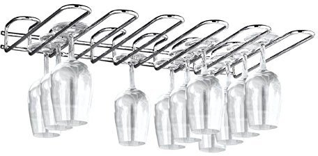 CKB LTD® 5 Row Under Cupboard Counter Wall Mounted Glass Rack 46.5 x 6 x 32 cm - Holds any type of Stemware Glassware Wine Glasses and Flutes