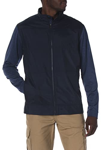 Cutter & Buck Men's Moisture Wicking Weather Resistant Full Zip Stealth Jacket Outerwear, Liberty Navy, Medium