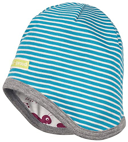 loud + proud Unisex Baby Omkeerbare muts van biologisch katoen, Gots gecertificeerd M tze, Blau (Petrol Pe), 62-68 EU