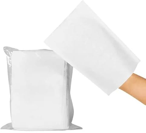 Servocare Lot de 50 gants de toilette jetables en molleton 15x22cm blanc naturel
