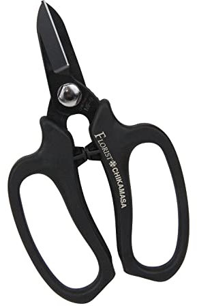 CHIKAMASA FLORIST Tijeras Deluxe, Fabricadas en JAPÓN, para Podar Flores Bonsai, MF-9000B, Hoja de Acero al Carbono de Alto Grado con Revestimiento de Fluor.