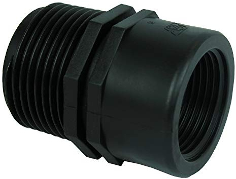 GASMIS PP Gewindefitting Schraubfitting, Muffennippel Reduziert, Reduzierverlängerung AG x IG 1x3/4 - 1 Außengewinde x 3/4 Innengewinde, 33,25mm x 24,20mm, 1 Stück