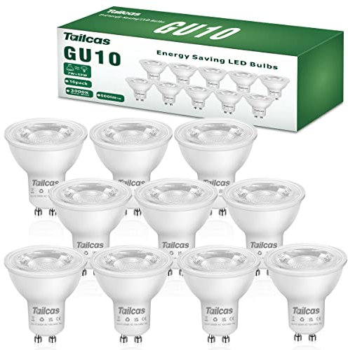 7W GU10 Led Bulbs Warm White, 3000K Spotlight Bulb, 50W Halogen Light Equivalent, 7W 500LM 38° Beam Angle No Flickering Non-dimmable 220-240V Lighting for Kitchens, Bedrooms, Hallways, Pack of 10