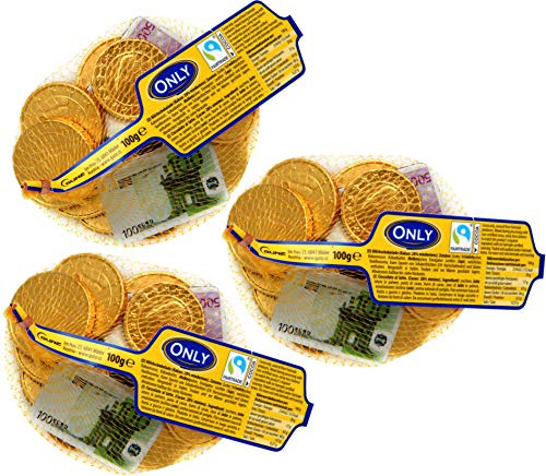 Only Schokoladengeld | Goldmünzen und Geldscheine aus Schokolade | 3x85g