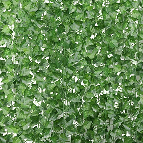 Tecbeauty 108 Strands 738 Feet Artificial Ivy Leaf Fence Privacy Screen Fake Plants Vines Hanging Garland Greenery Green Foliage Leaves for Wall Room Decor Balcony Outdoor and Indoor