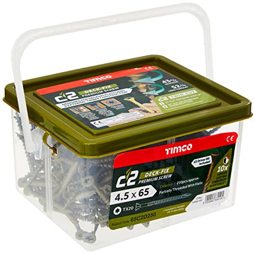 TIMCO C2 Decking Screws TX20 CSK GRN Range - 4.5 x 65mm - Tub of 250