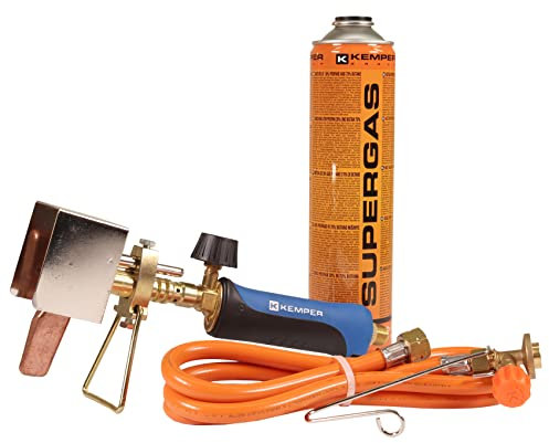 Kartuschen-Dachrinnenlötset Home mit Zweikomponentengriff 1,5 m Schlauch Gaskartusche (Dachrinnenlötkolben Lötbrenner)