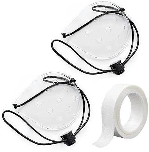 Augenschutz, 2 Stück Kunststoff Augenschutz Augenklappe für Augenchirurgie Abdeckung atmungsaktiv nach Operationen Augenschutz mit 1 Rolle Klebeband und 2 elastischen Seilen, transparent