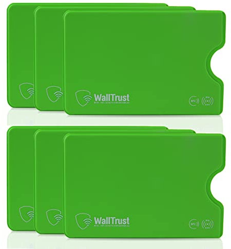 WallTrust - Funda de protección RFID para Tarjetas de crédito, plástico (3 Unidades), Juego de 6 Verdes, Set of 6, Clásico