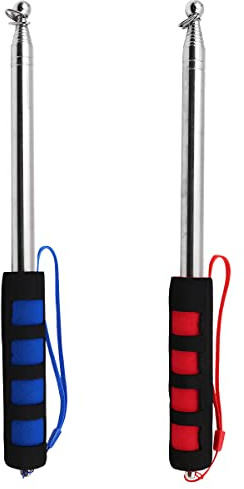 WANGCL 2 Pali telescopici per Bandiera palmare e 10 Ganci a Clip per Asta per Bandiera per Insegnanti in Classe, Guida turistica Bandiera (1,2 m)