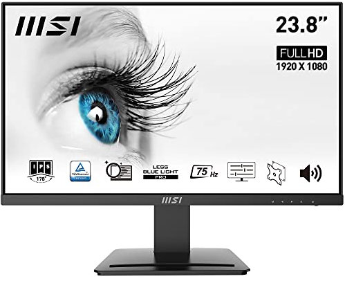 MSI PRO MP243 Monitor Flat 24, Display 16:9 Full HD (1920x1080), 75Hz, 5ms, IPS antiriflesso, collegamenti 1x HDMI e 1x DP, VESA 75x57mm standard