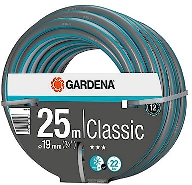 Classic Schlauch 19 mm (3/4 Zoll), 25 m: Universeller Gartenschlauch aus robustem Kreuzgewebe, 22 bar Berstdruck, UV-beständig, ohne Systemteile, 12 Jahre Garantie (18026-29)… (25m)