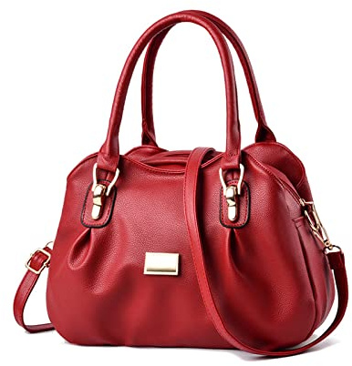 NICOLE & DORIS Frauen Tasche Elegante Handtaschen Damen Designer Shopper Schultertaschen PU Leder Henkeltasche Umhängetasche Mode Satchel Handtasche mit Vielen Fächern Burgunderrot