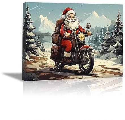 SHYAMIC Bilder Weihnachten Leinwandbild Kunstdruck, Roter Weihnachtsmann Wandbild X-Mas Fenster Fotodruck Kunstdruck Leuchtbild, Weihnachten Winteridylle Effekt - 75x115cm Gerahmt