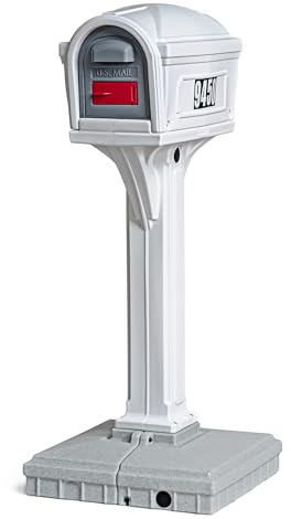 American Home by Simplay3 Premium Dig-Free Easy Up Classic Mailbox and Post Combination in White, Above Ground Mailbox