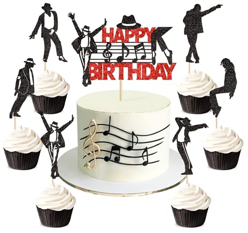 25Pcs Glitter Black Jazz Dance Birthday Cake Topper Jazz Dancer Cupcake Topper Dance King Cupcake Picks for Jazzist Birthday Cupcake Decorations Pop Music Ball Anniversary Party Supplies