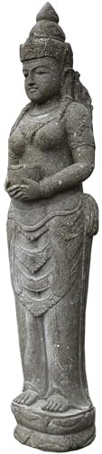 Teako Design Stonox Gartenfigur Buddha Rourkela Stehend aus Basanit, Gartendeko für draußen, Buddhafigur, Frostsichere Steinfiguren, Gartenambiente mit Ruhe und Glück