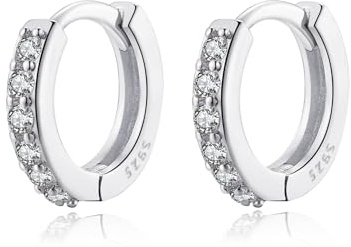 Creolen Ohrringe Silber 925 für Damen Zirkonia Klein Creolen Hypoallergen Ohrringe Kreolen 8mm