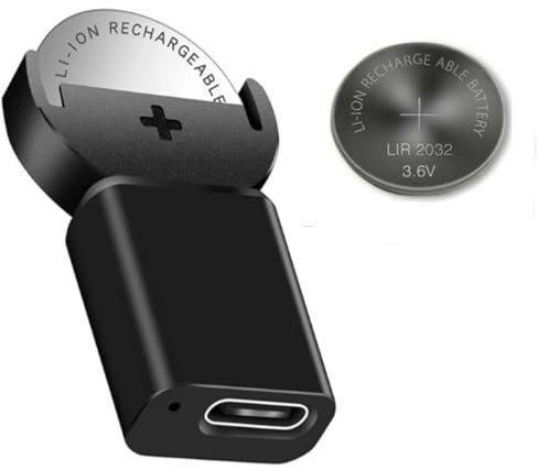BenjiPower - Chargeur de Piles Bouton Rechargeable (Batterie) avec 1x LIR2032 (remplace CR2032) USB Type C