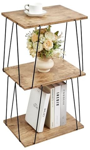 KJGKK Tall Side Table, Small End Table, 29 inch High Entryway Table, Bedside Table for Living Room, Bedroom and Office, Greige & Black