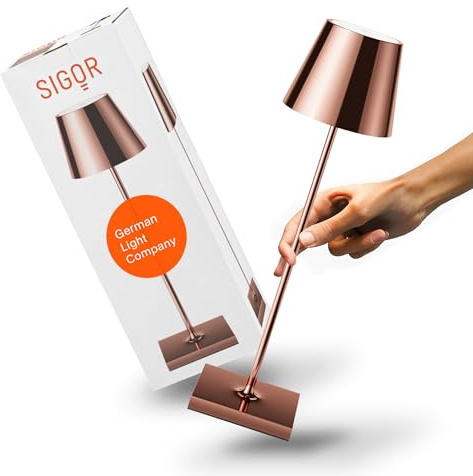 SIGOR Nuindie 2.0 LED Akku-Tischlampe, kupferfarben | Dimmbar • Indoor & Outdoor • IP54 • 38 cm • USB-C • 12 h Leuchtdauer