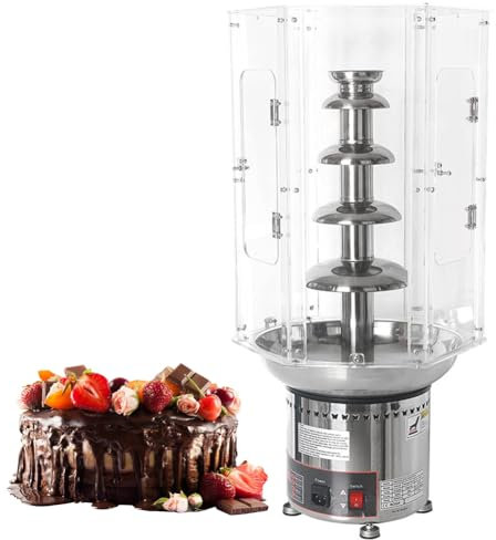 FAcoLL Fontana Cioccolato Elettrica Professionale, Macchina per Fonduta Cioccolato 4/5/6/7 Livelli con Copertura Antipolvere Acrilico Trasparente Controllo della Temperatura, Macchina Fusione 7 Tiers