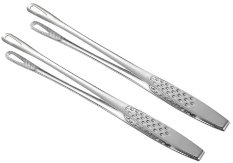 HOLIDYOYO Food Clips Stainless Steel Clamps Multi-Function Tongs for Barbecue Steak and Picnic Long Handles Easy to Carry and Store