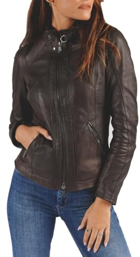 BARONE giubbotto pelle donna nera, giubbotto primaverile donna in vera pelle, giacca di pelle nera Made in Italy giacca moto SOFIA