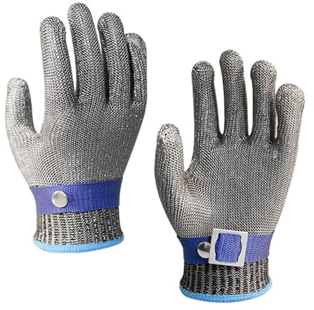 Kettenhandschuhe 2 Stücke Edelstahl-Schnitt-Resistente Handschuhe, Schutzsicherheitshandschuhe, Schnittfeste Handschuhe, Kettenhandschuh Metzger, Schutzstufe 5
