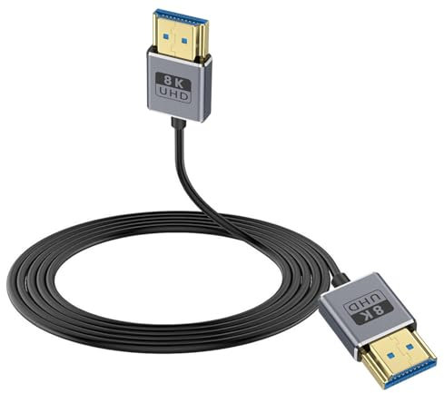 Duttek Cavo HDMI 2.1 8K, cavo HDMI maschio a maschio, larghezza di banda ultra alta velocità 48 Gbps, cavo HDMI ultra sottile OD2,5 mm, supporto 8K a 60Hz, 4K a 240Hz, HDR dinamico, eARC, per GH5S,