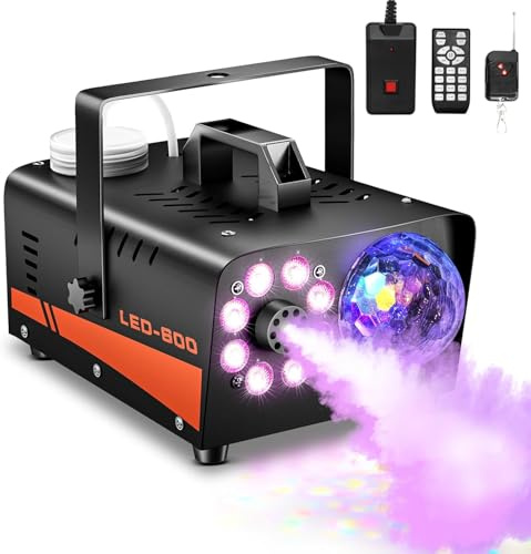 Nebelmaschine, 600 W, 3000 CFM mit Auto-Spray-Funktion, Nebelmaschine mit kabelloser Fernbedienung und 13 LED-Lichtern, Stroboskop-Effekt, für DJ, Disco, Halloween, Weihnachten