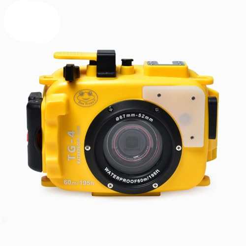 Sea frogs Underwater Camera Housing Compatible with Olympus TG-4 IPX8 60m/196ft Maximum Diving Depth Waterproof Camera Case for Diving, Surfing, Rowing, Yellow